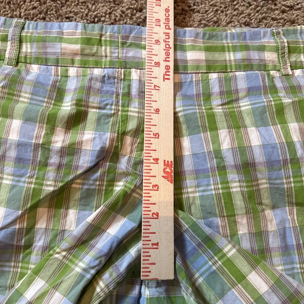 J Crew Women's Green Plaid Long Bermuda Shorts City Fit Size 14 Y2K